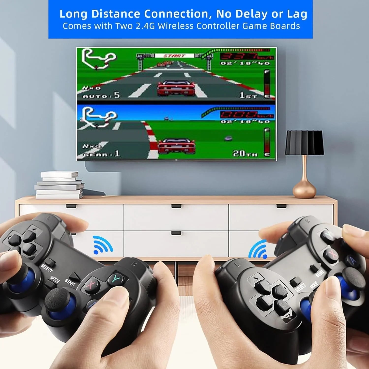 HD Built and with 4K Game Game Output Play 2.4GHz Retro Video 10000+ Emulators, in Wireless 9 Controllers Stick,Wireless Game (64G) Stick Retro Plug Console Games,