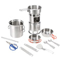 and Tableware Stove Camping Cookware Mess Kit, Steel Stainless Picnics Backpacking Set, Folding for Set Portable Pot Cooking Wood Lixada Pan
