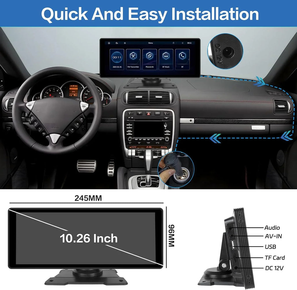 Android Podofo Suv Carplay Bluetooth with Auto 7-32V Van Pickup Link Touch for Vehicles, AUX Car FM Camera Mirror Stereo Card&Backup Portable Radio Screen 64G Car 10.26" Wireless