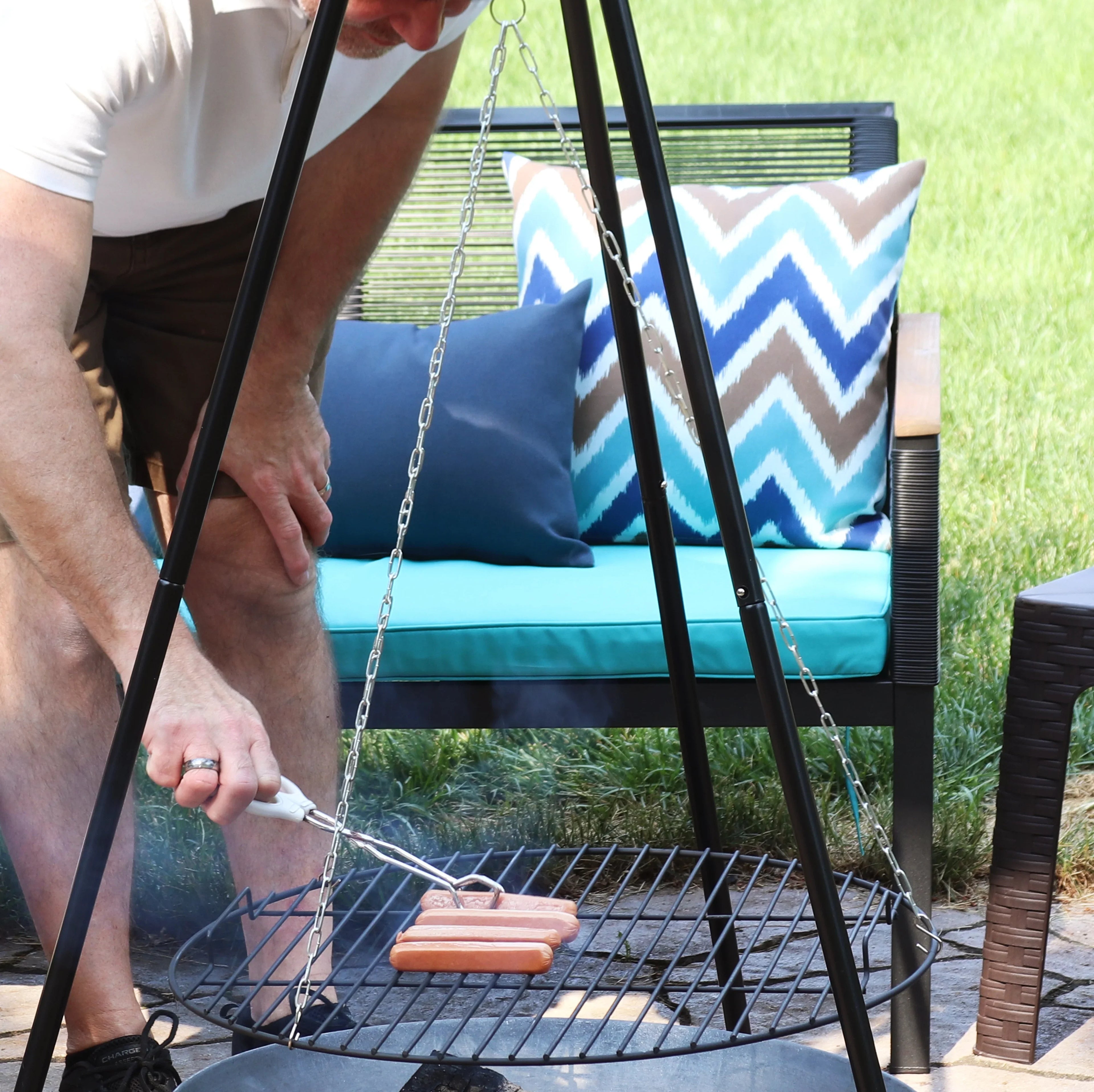 Grilling 22" Set with Diameter Sunnydaze - Cooking Grate Tripod