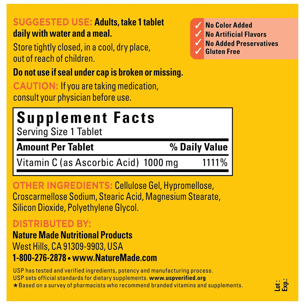 Tablets, 300 C Count Extra Strength 1000 Dietary Nature Made mg Supplement, Vitamin