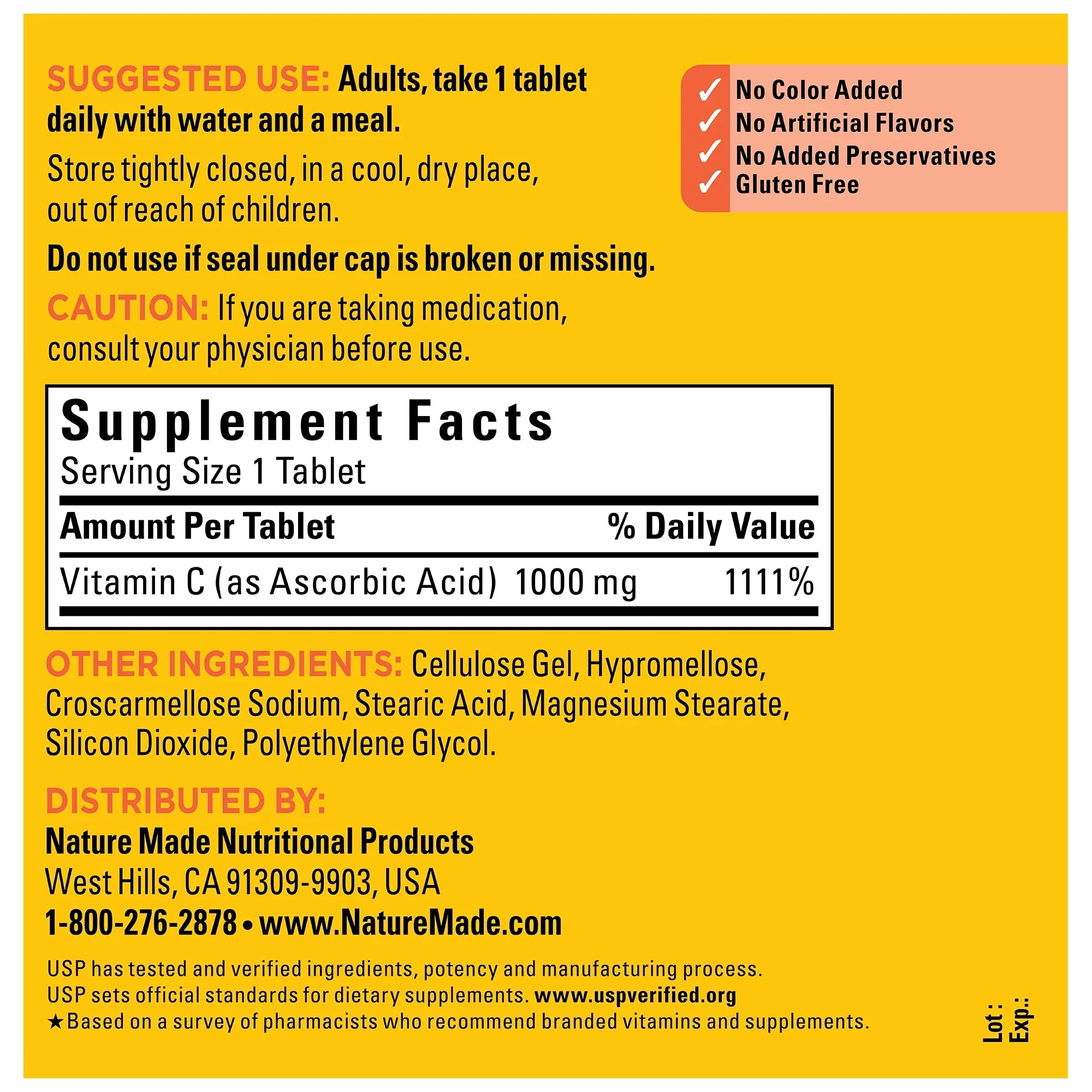 Tablets, 300 C Count Extra Strength 1000 Dietary Nature Made mg Supplement, Vitamin