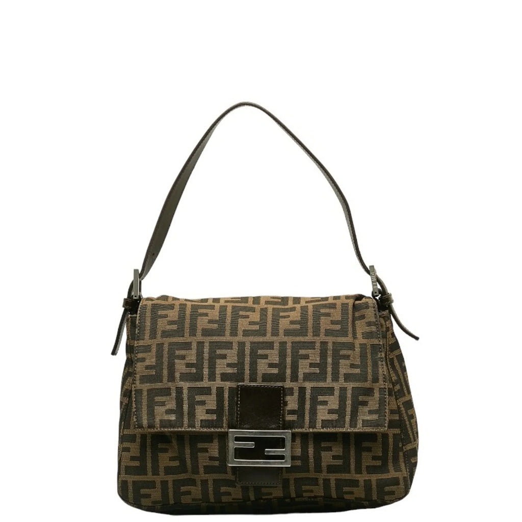 Canvas Leather Pre-Owned Brown ZUCCA Bag Bucket FENDI Women's Mamma (Good)