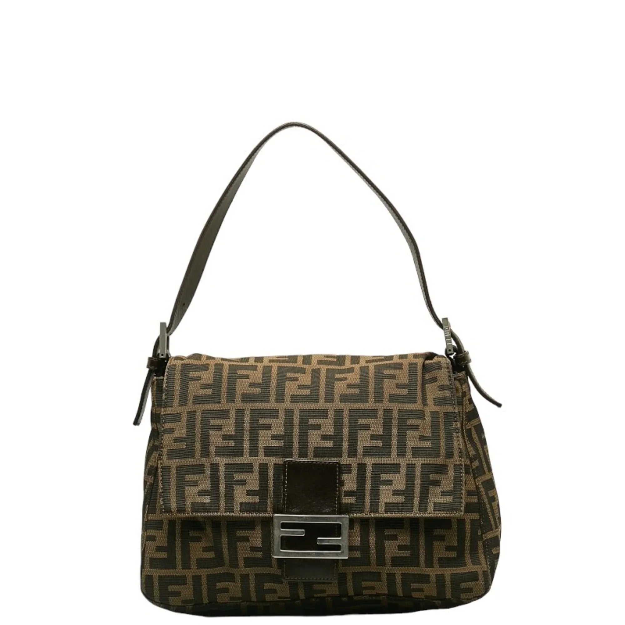 Canvas Leather Pre-Owned Brown ZUCCA Bag Bucket FENDI Women's Mamma (Good)