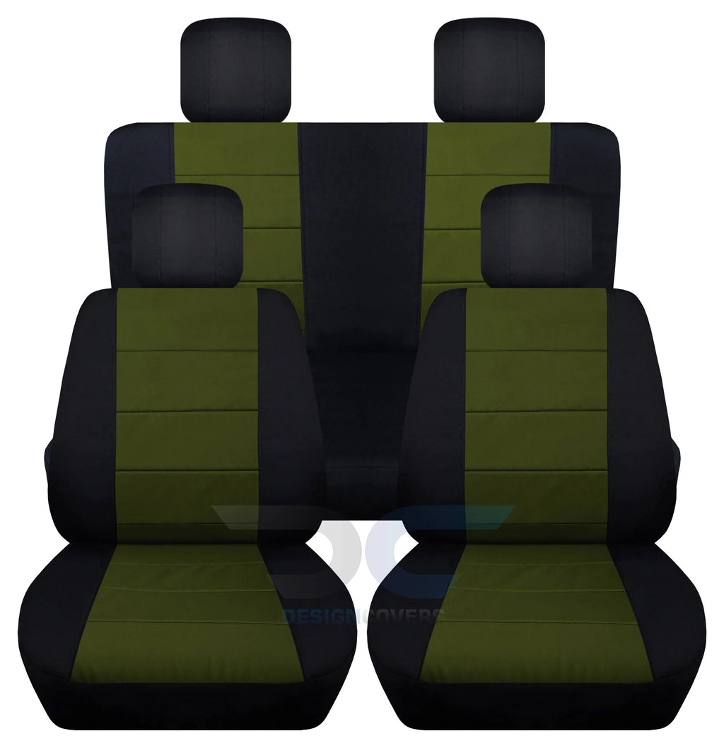 Green 2007-2010 Wrangler Bench Hunter Covers:Black Fits Seat Front JK 2-Door Jeep Cotton Rear and & T247-Designcovers Solid -