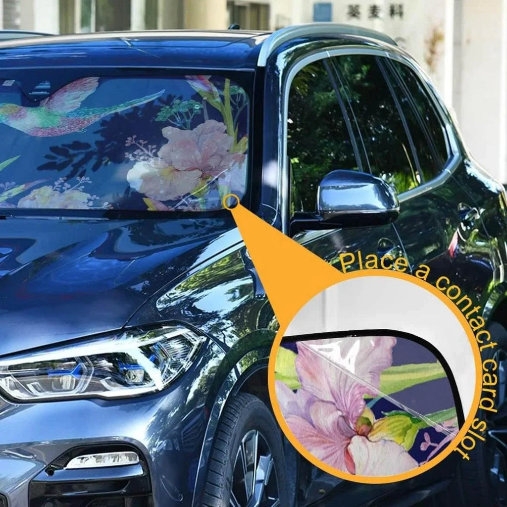 Windshield Inch Front Shade,Blocks Sun Cool Keep Car Flower SUV Your x Folding for Shade Protector Sun Fits to UV Hummingbird Truck,55 Bestwell Vehicle Sun 27.6 Shield Ray Visor
