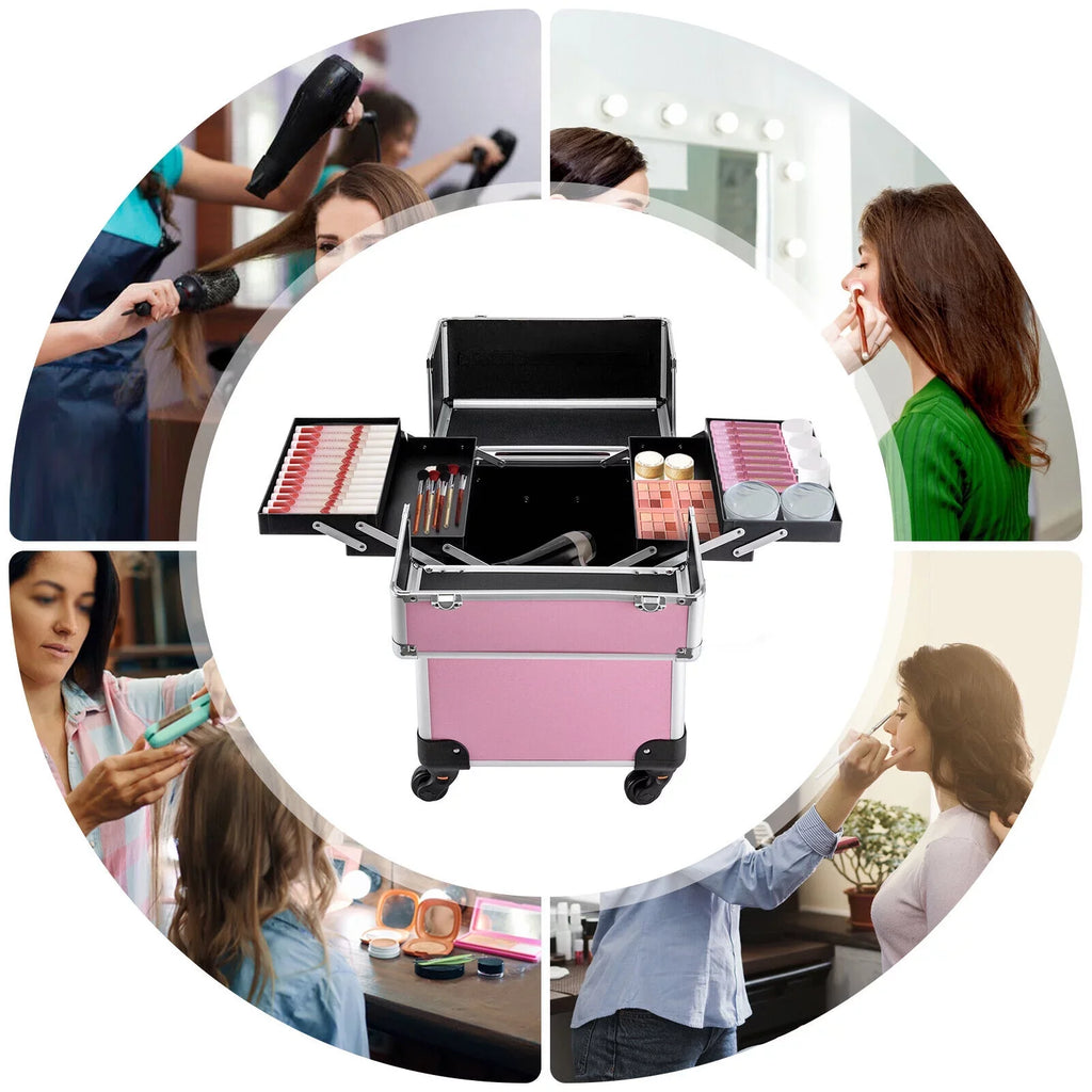 Storage Professional Rolling Trolley with Cosmetic Miumaeov Makeup 4-Tier Organizer Case Train Wheels Makeup