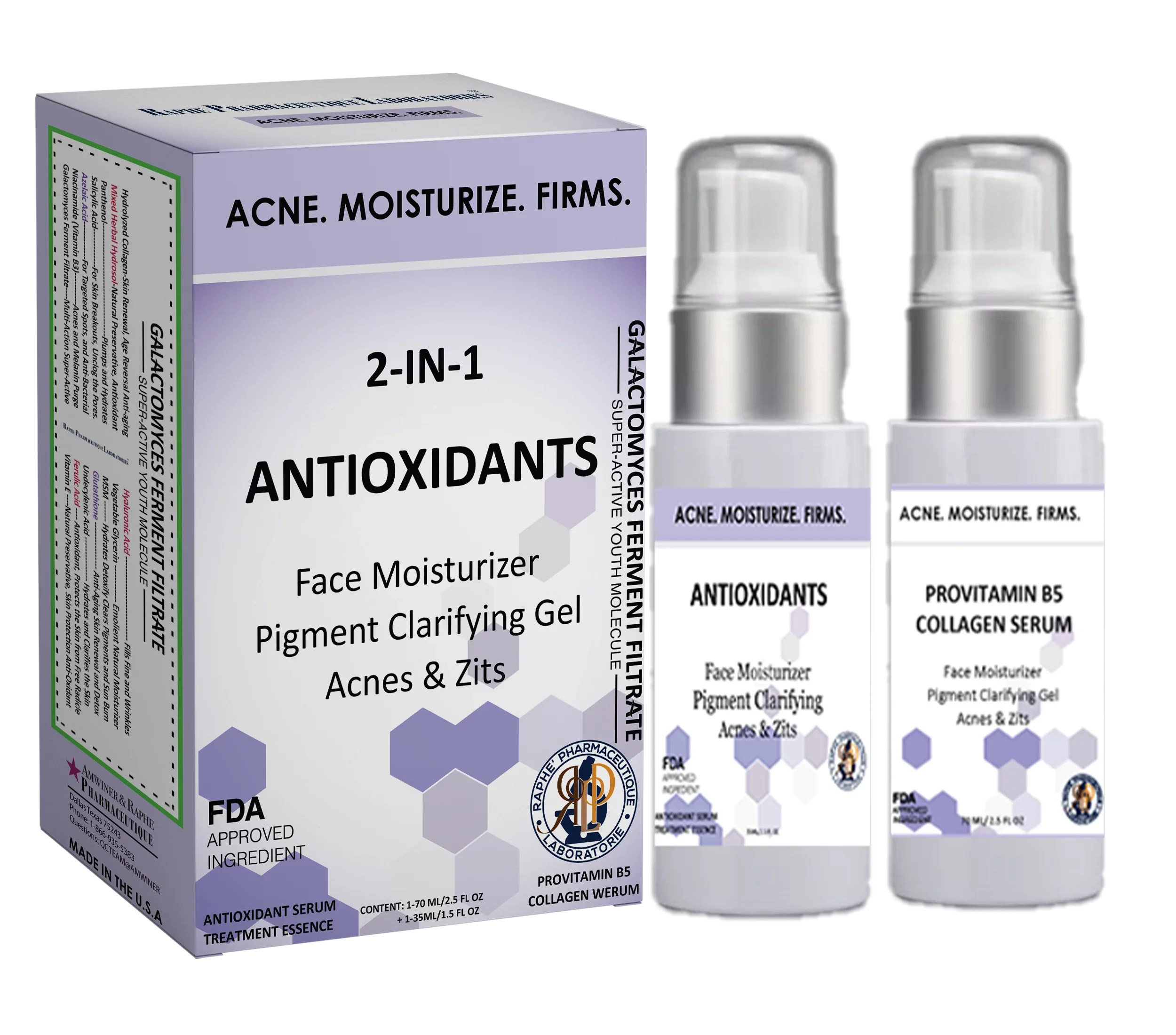 1 in Spots Pack Lift Acnes 2 of Serum Firm A 2 and Antioxidant Remover Moisturizer