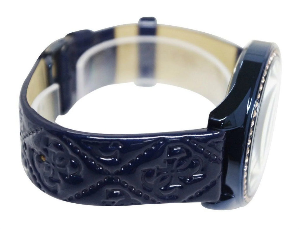 U0473L1 Gold-Tone with Women's Iconic Rose & Logo GUESS Blue Blue Watch Embos