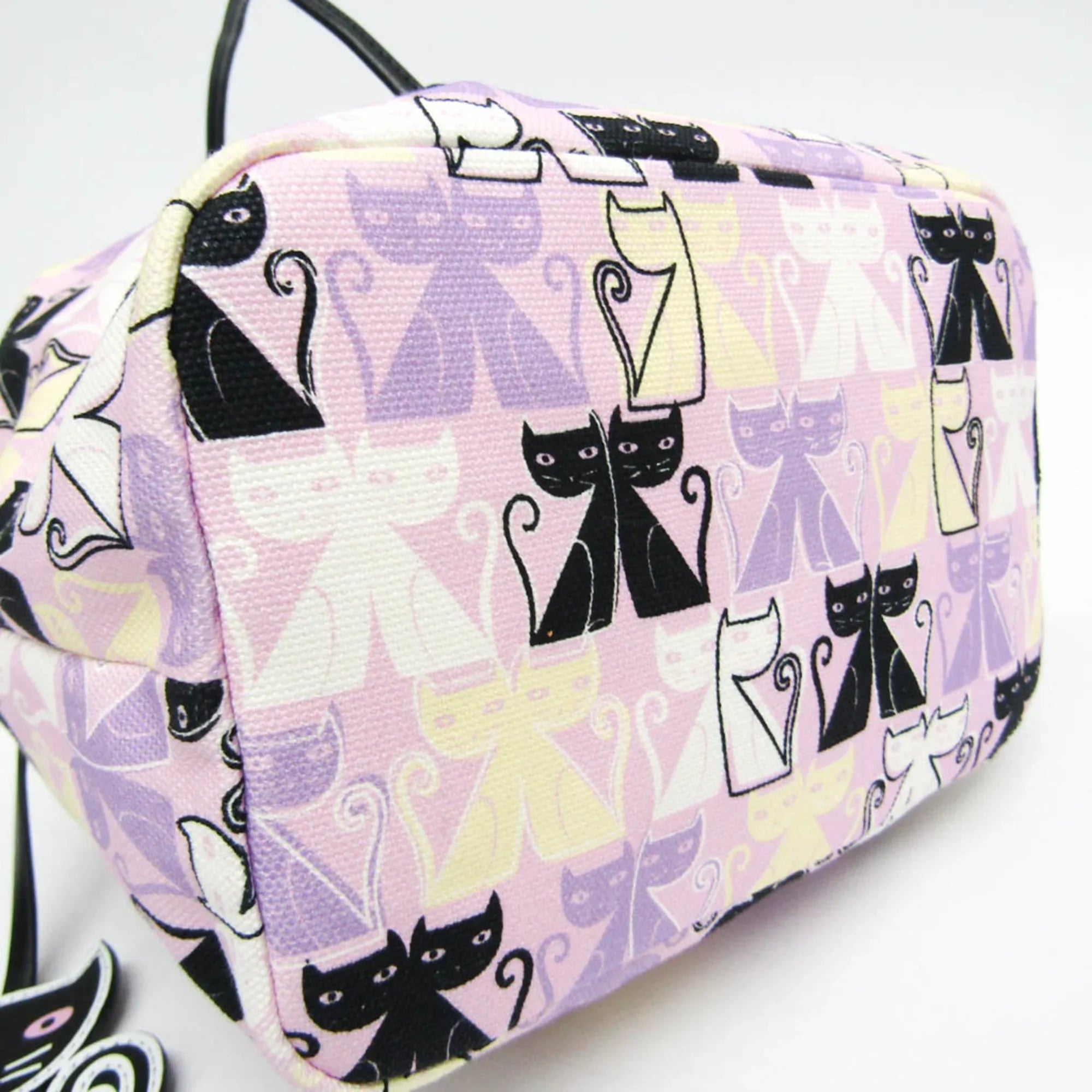 Purple,Multi-color Pre-Owned (Good) Leather,Cotton Miu CATS Miu Bag Drawstring CANAPA Pouch Women's 5RM014 Black,Light