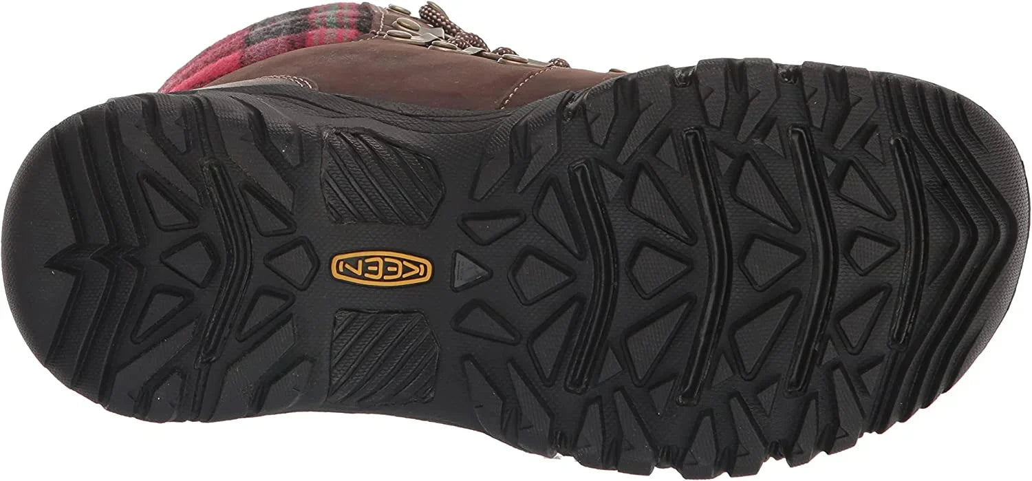 Plaid Dark Insulated 7.5M Greta Boots Waterproof - KEEN Brown/Red for - Ladies