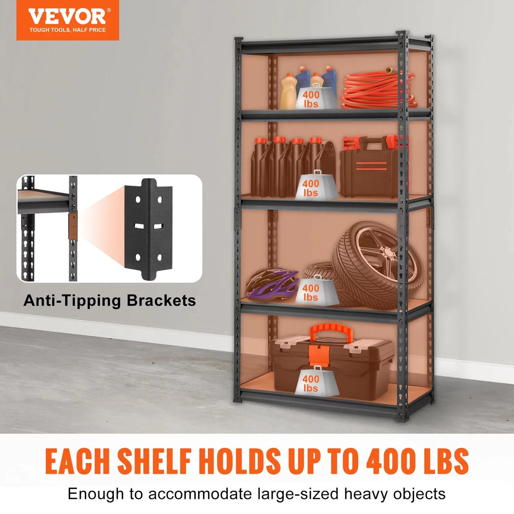 Steel 5 lbs 30"W x Heavy Shelving Storage x Load Adjustable Tier Unit, 12"D Duty 60"H BENTISM 2000 Garage Rack