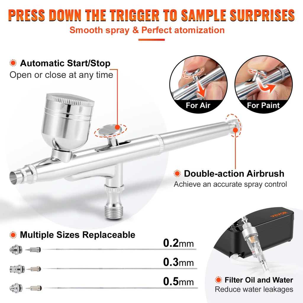 Portable Art w/ Feed Tattoo Kit, Airbrush with Gravity Cookie SKYSHALO Multi-purpose Compressor, Kit Airbrushes, Airbrush System Makeup Set Dual-action Airbrushing Nail