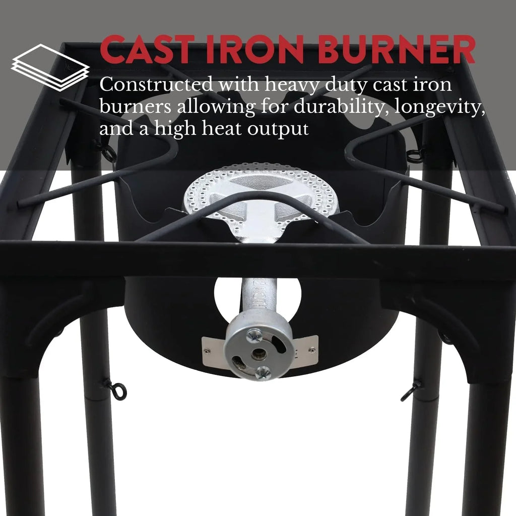 Camp Adjustable Banjo Adjustable with Steel Stove Regulator Hose Braided and PSI 0-20 High Pressure Height. (1-Burner) Outdoor