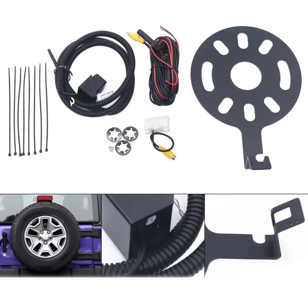 JK Kit View Jeep 2007-2018 Backup Spare Camera w/ Wrangler for Bracket Rear Tire