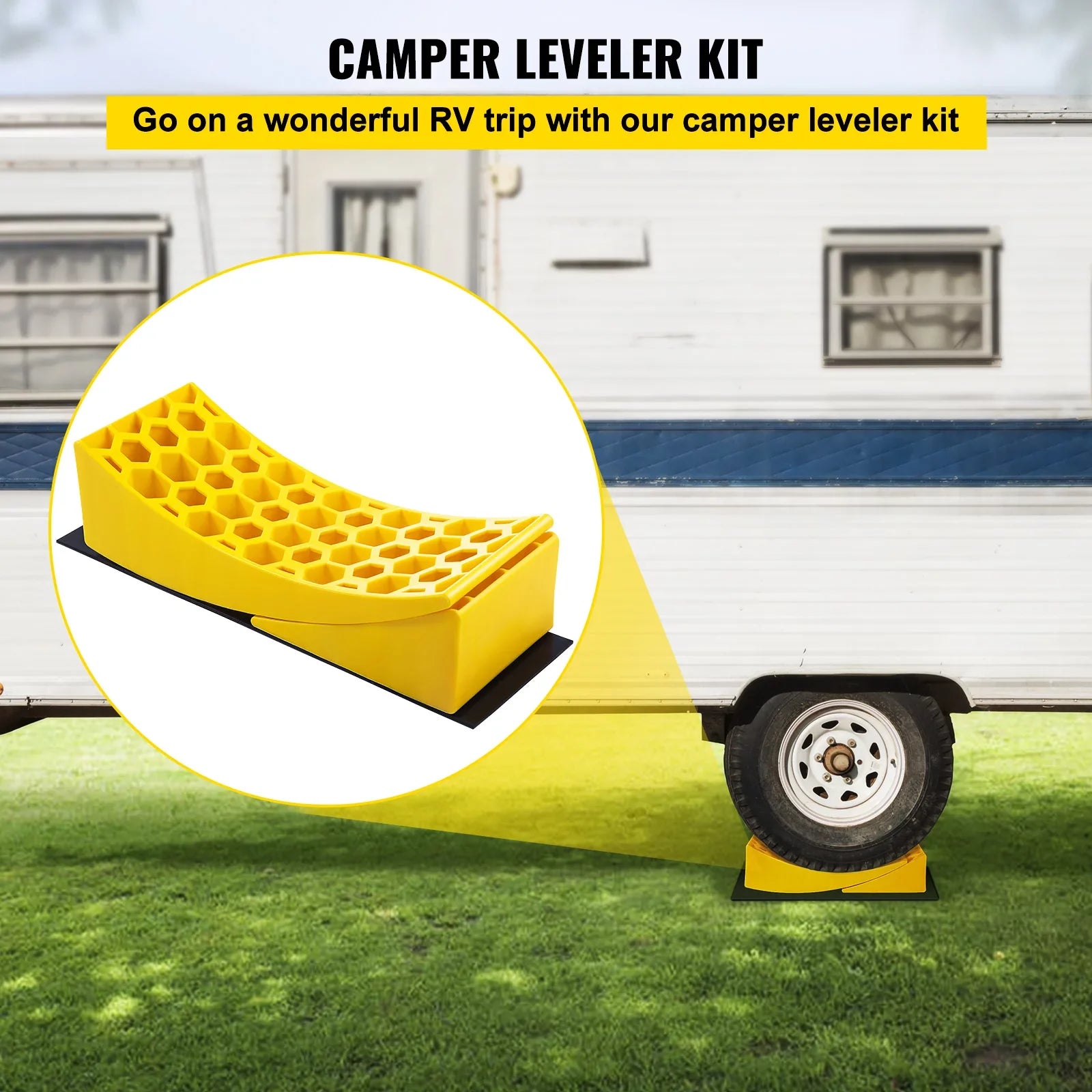 Camper for Camper 35000lbs Pack 2 Levelers Chocks Curved Leveling Leveler Trucks BENTISM Honeycomb Blocks Campers Trailers RV Vans