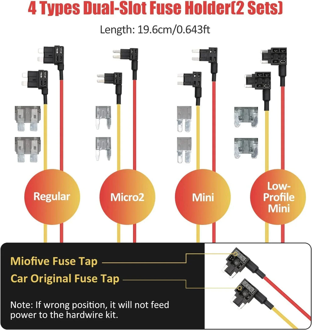 5V/2.4A Kit for Kit Cam to ro Hardwire 12V-24V Kit, Dashcam USB Wire 11.5ft w/Fuse Dash Converts Hard