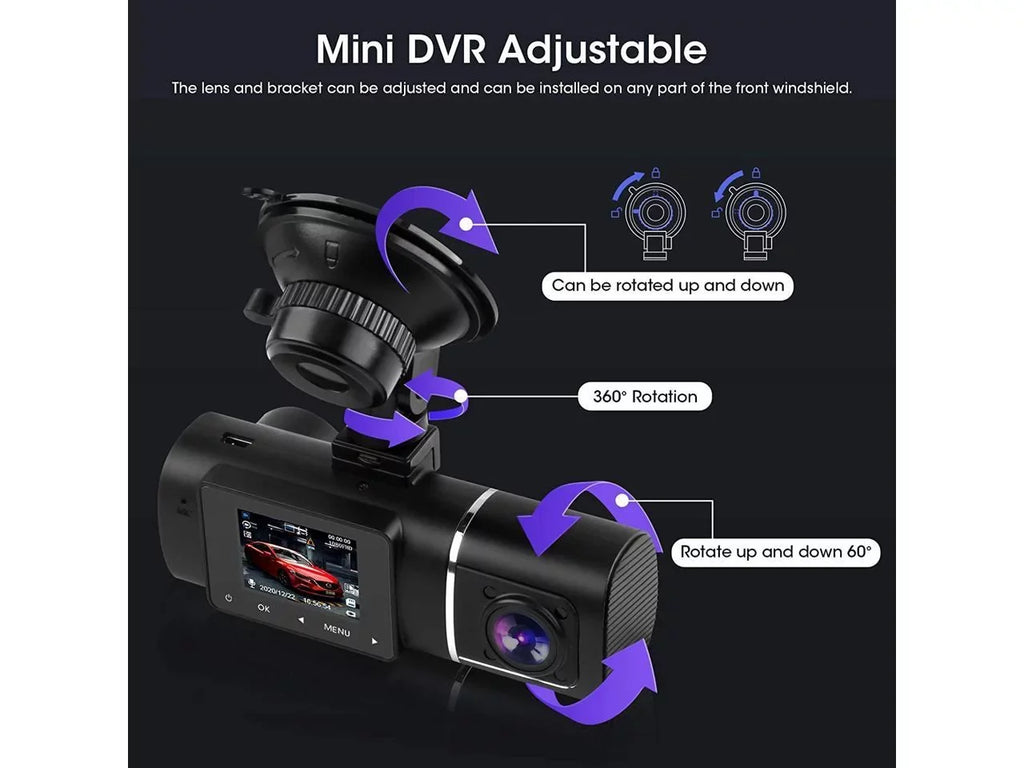 Car G-Sensor FHD WDR Taxi Recording Front Hardwire Cam Driving Dash Vision Camera Rideshare Dual 1080p+1080p Recorder Infrared Loop Night Inside Kit Cabin for Included with