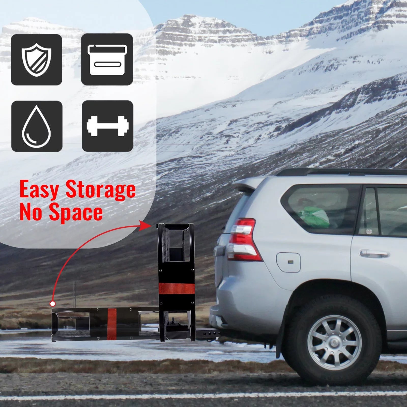 500 Rack Capacity 60"x20"x6" Cargo SUV, Truck, Rear for Luggage Carrier Mount lbs, Basket Folding Hitch Car,