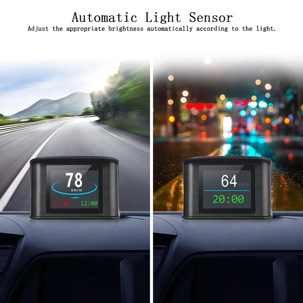 Clock HUD Smart Altitude, with Pinnaco Display Universal Voltage, Cars GPS - for Up Head Speed,