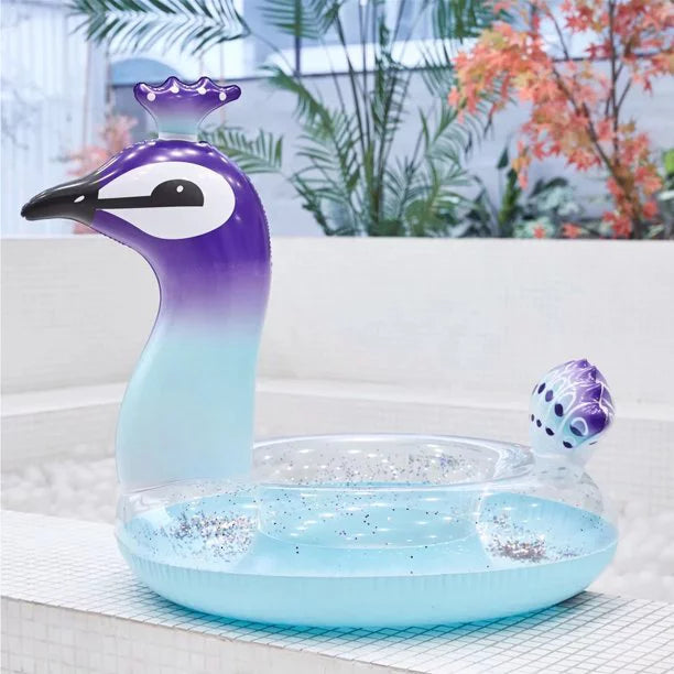 for Fast Peacock Beach Swim Toys Lounge Inch Fun Water 48 Kids Party Raft Designed Valves Game | Float Decorative Glitter Floaties Inflatable with Malai Pool