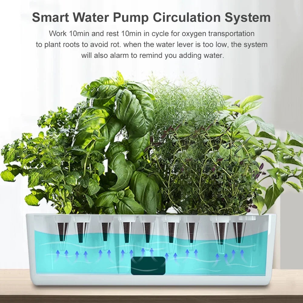 System for Kit Lights Adjustable Growing Smart Hydroponics LED Office 15W Timing Pods Kitchen Height Smart Pump 2L Water with Water Home Tank Leyfeng Automatic 9 Grow Herb Garden Indoor