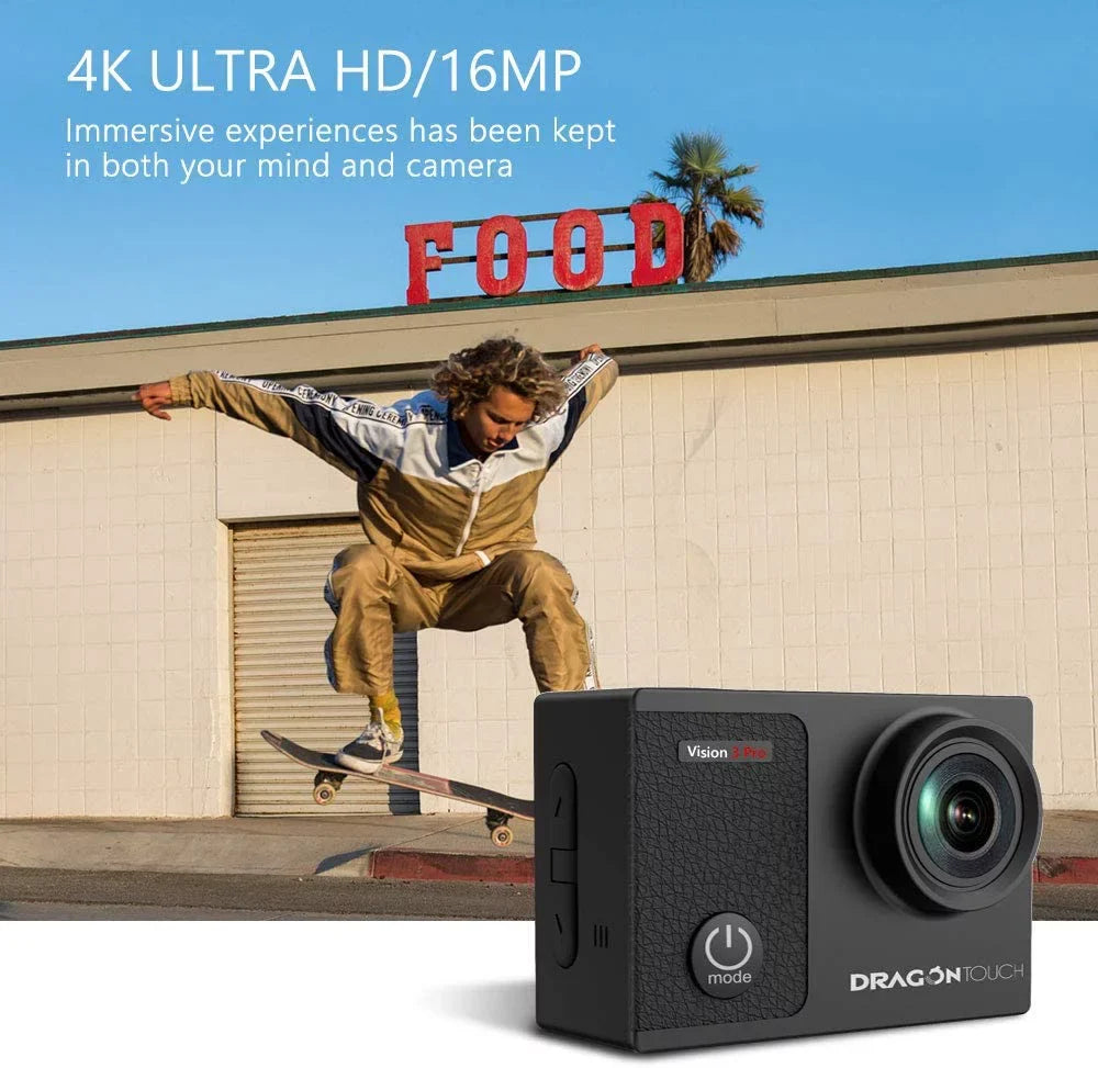 Accessories & Underwater Waterproof Camera W/ Camera,16MP Screen Pro Helmet 4K/60FPS Action Touch 3 Dragon Touch Vision 100ft