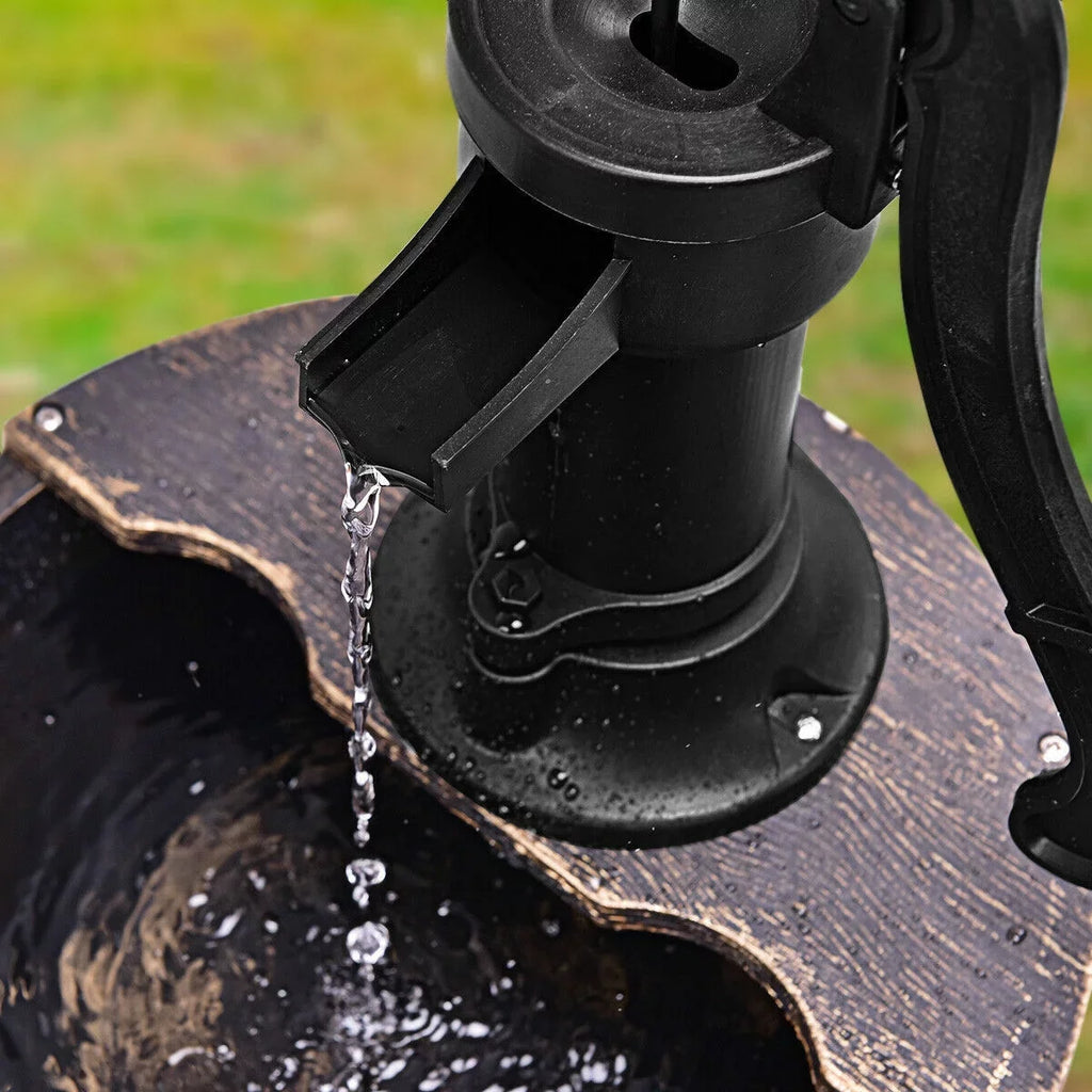 Barrel Waterfall Barrel Outdoor Garden Pump | 2-Tier with Fountain Water Fountain