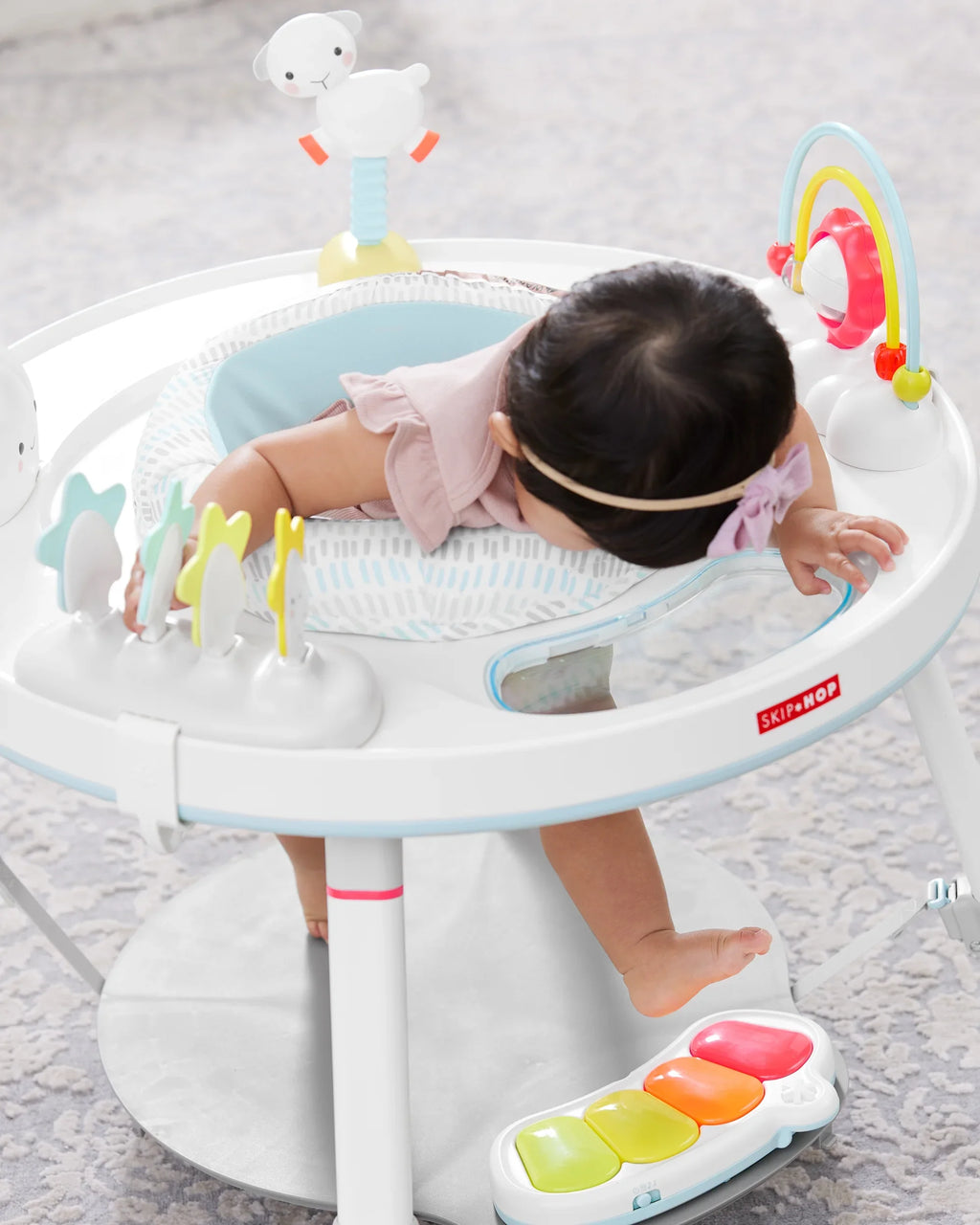 Baby Lining Skip 4mo+, with Play Grow-with-Me Hop Cloud Activity Interactive Center Silver Center: 3-Stage Functionality,