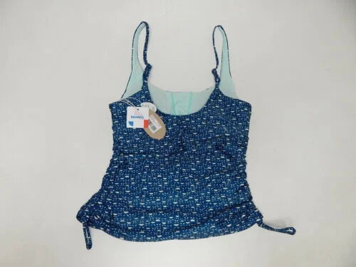 prAna Deep Cha Scoop Small Melody Cha Neck Size Shirred Top Tankini Indigo (S)