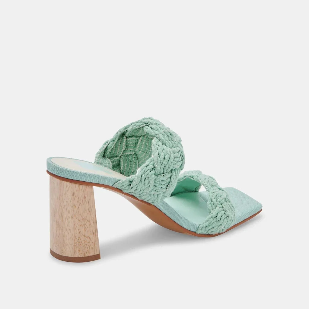 Play 11) Open Slip Mint On Sandals Rope (Mint Toe Dolce Block Dress Vita Squared Heeled Rope,