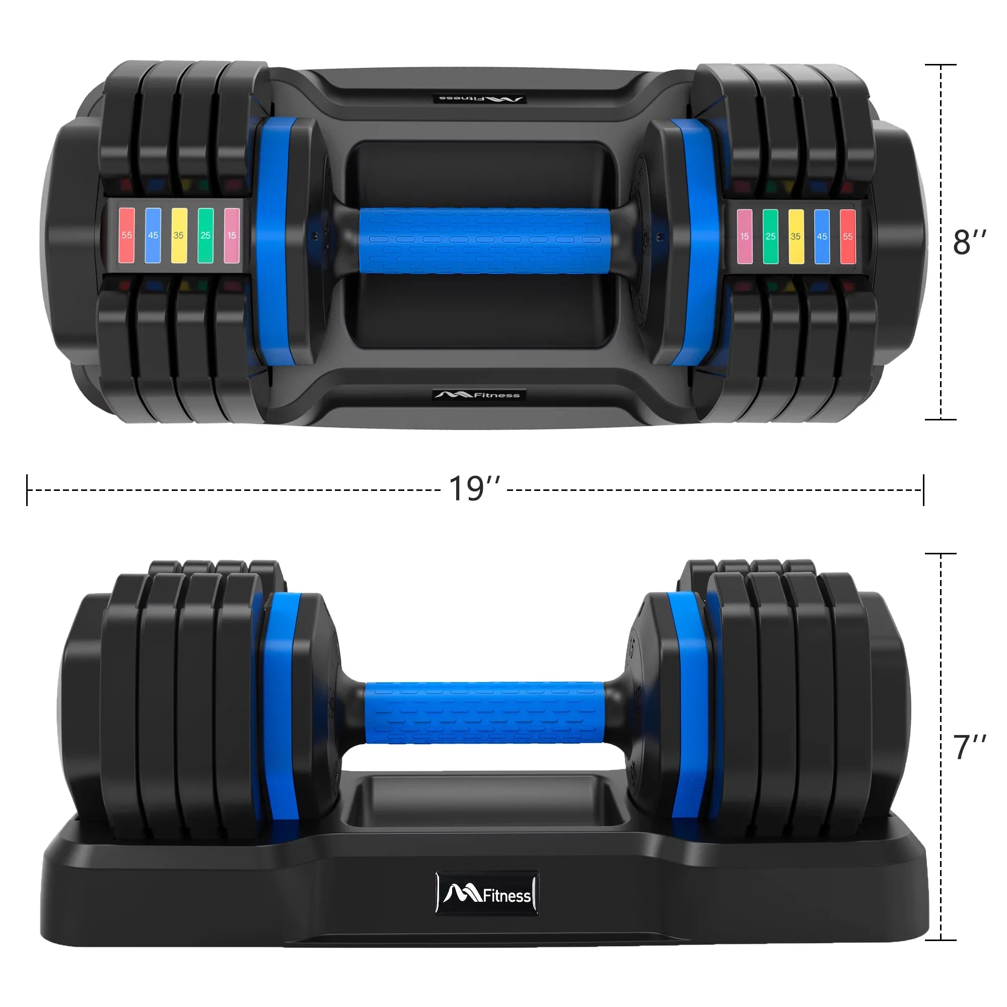 Suitable 55lb Handle, x2 Dumbbell Full by of with Adrinfly Tray, Dumbbell Adjust with - Adjustable Set Fast Anti-Slip Fitness Turning Weight for Exercise Workout Handle Dumbbell Body 2