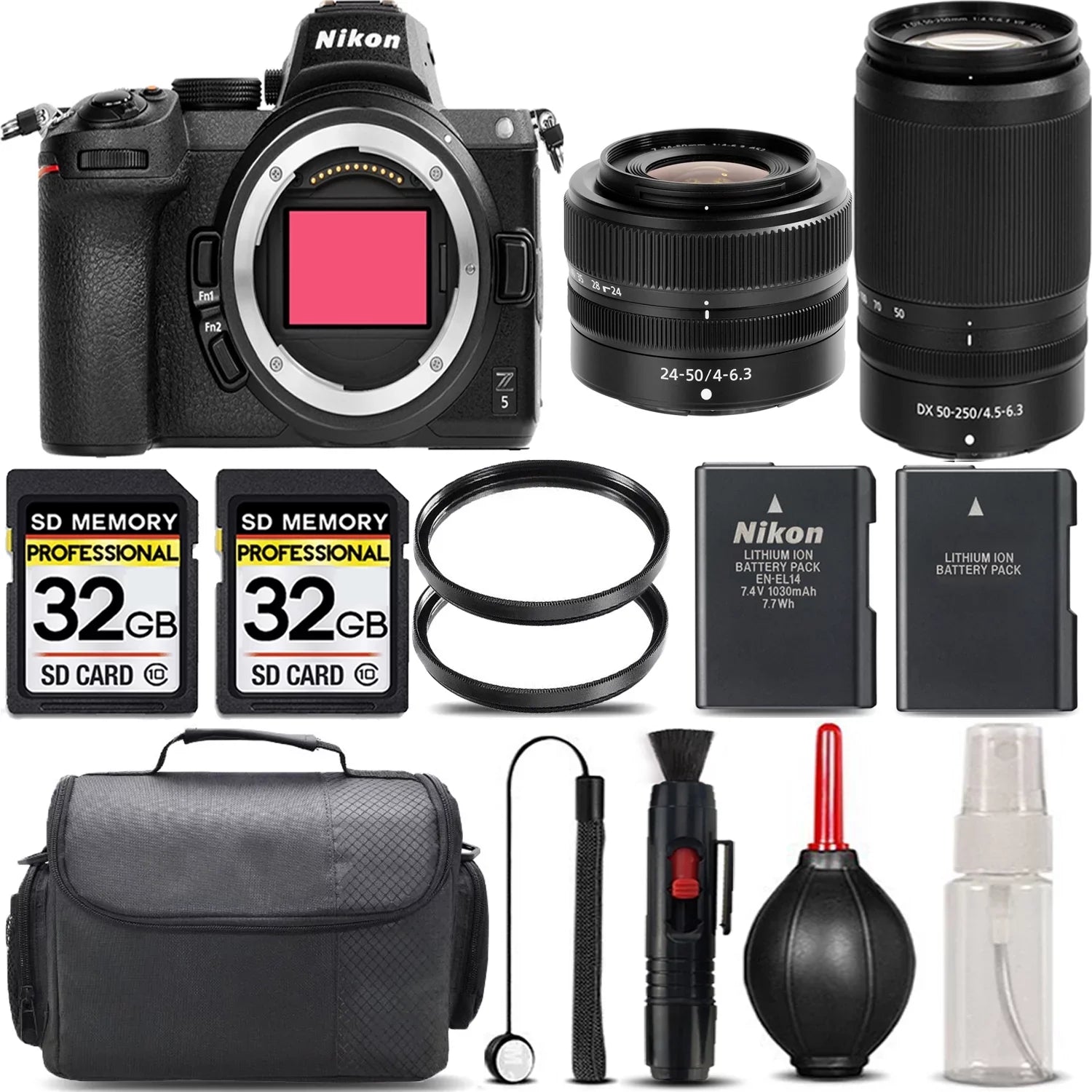 '+ Mirrorless Nikon International UV 24-50mm VR Lens + + Backup + Filter + f/4.5-6.3 64GB f/4-6.3 Battery + Version - 50-250mm Z5 Lens Kit Cleaning with Case Storage