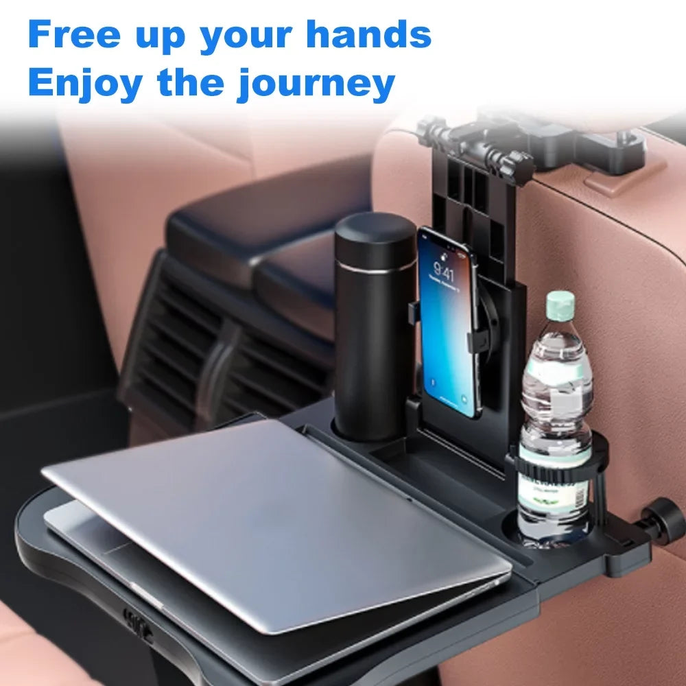 Table Phone Car Adjustable for Working, Seat Back Writing, Food Eating Car Carevas Foldable Car Black Seat Holder Tray, Multifunctional with Travel Table