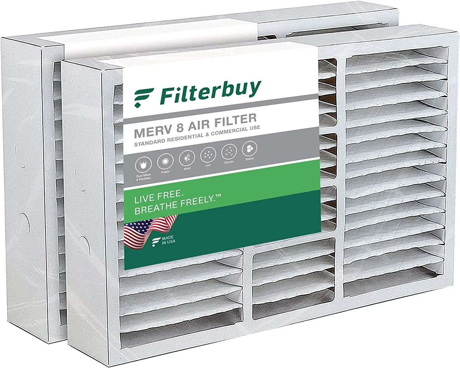 Filterbuy HVAC (2-Pack) Filters Pleated x6664 Furnace for AC Air Lennox 17x26x4 MERV 8