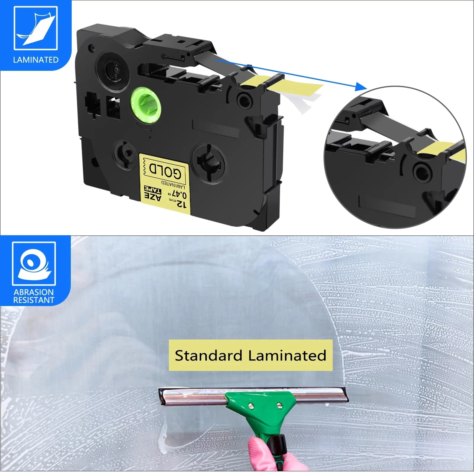 Black 50PK TZ Tape P-touch TZe-831 TZe831 TZ831 Laminated 12mm on for Brother GREENCYCLE Compatible TZ-831 Gold TZe Label