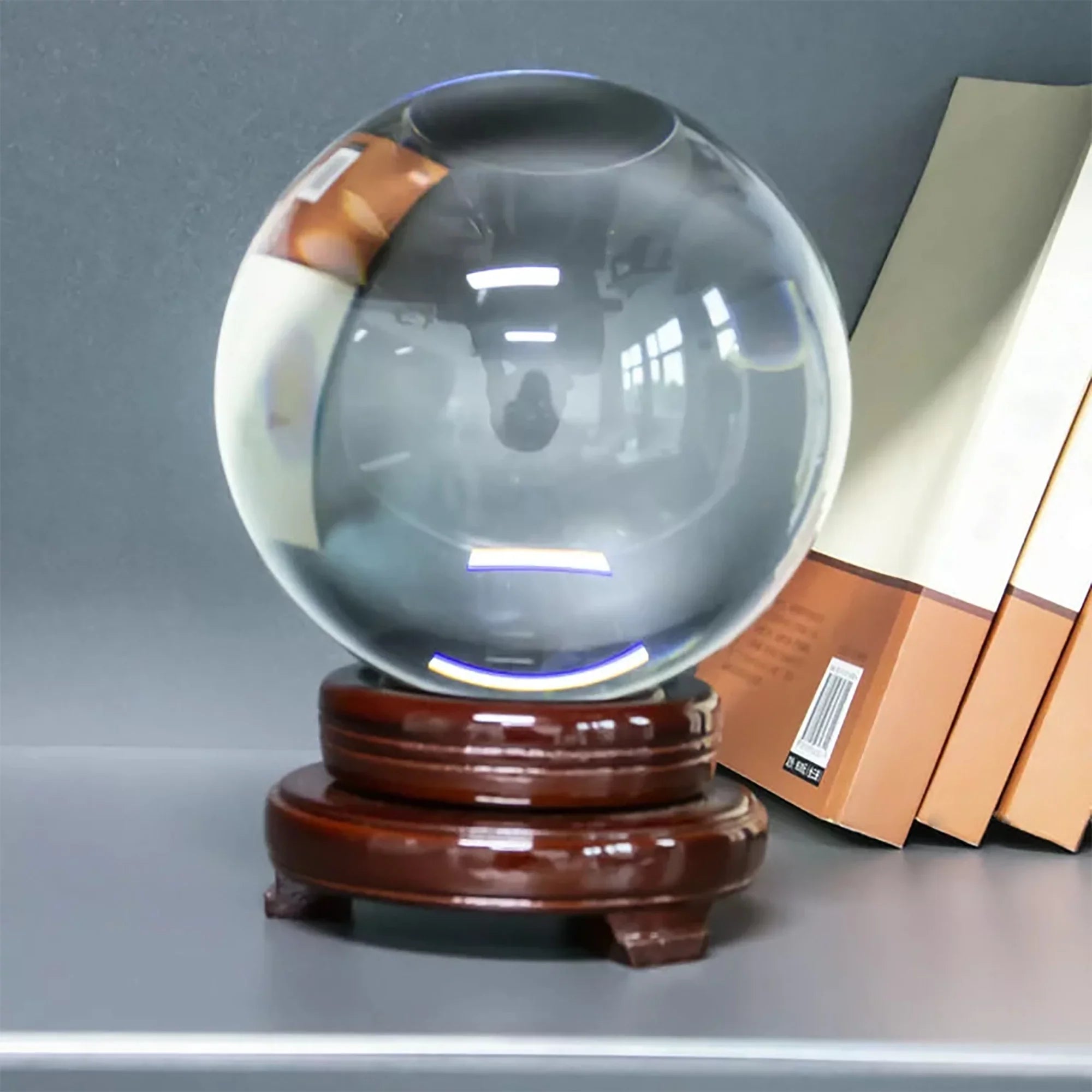 Clear Wood Ball, Gift Crystal for Marbles bimiti Magic Stand Witch Ball Glass with 5.9" Glass Large 150mm Sphere