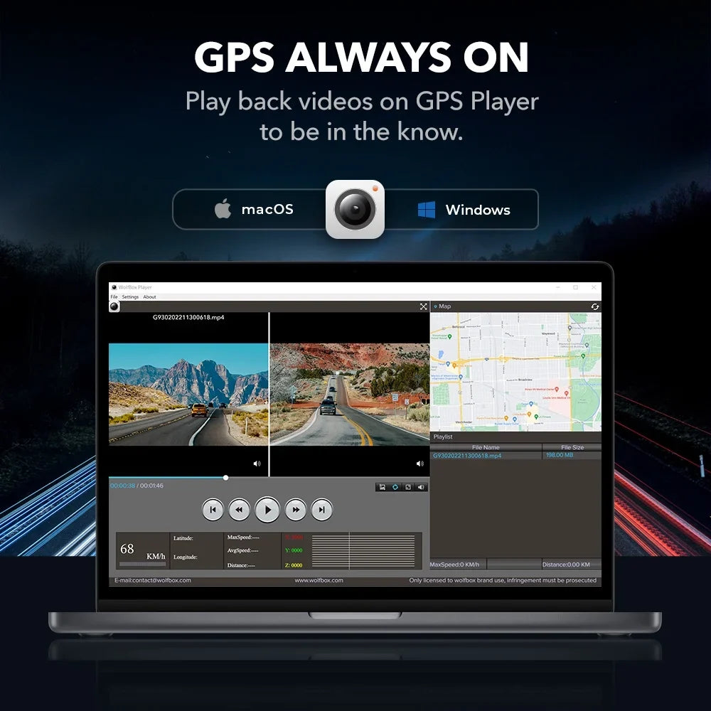 Rear Card Parking View 32GB 4K Monitor, & Touch GPS Screen, Mirror with Free Mirror Backup Camera, Full 12" Camera Dash Dash Cam, WOLFBOX