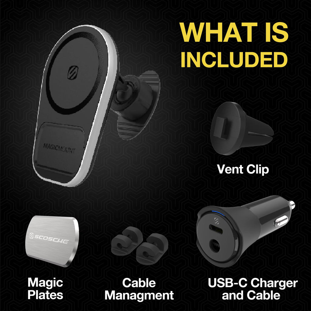 Wireless Magnetic Compatible MPQ5DV-SP1 Charging Mount Dash/Vent W/ iPhone, MagSafe Scosche Galaxy