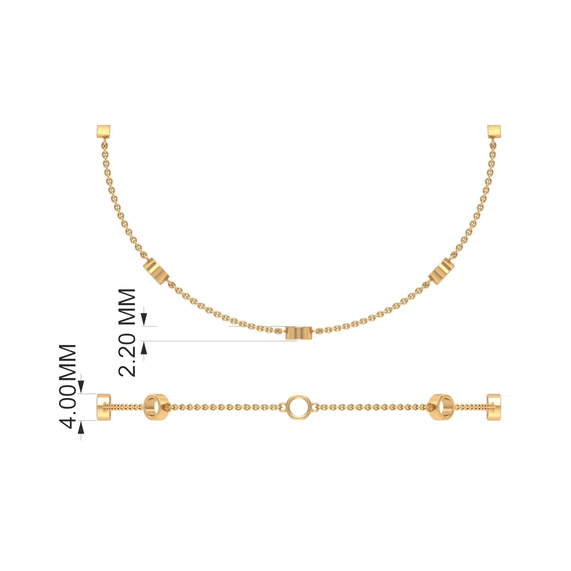 Grade, - Gold, Lab Women inches Yellow Created CT - 1 Blue Bracelet AAAA For Station Chain Sapphire 14K 7.5