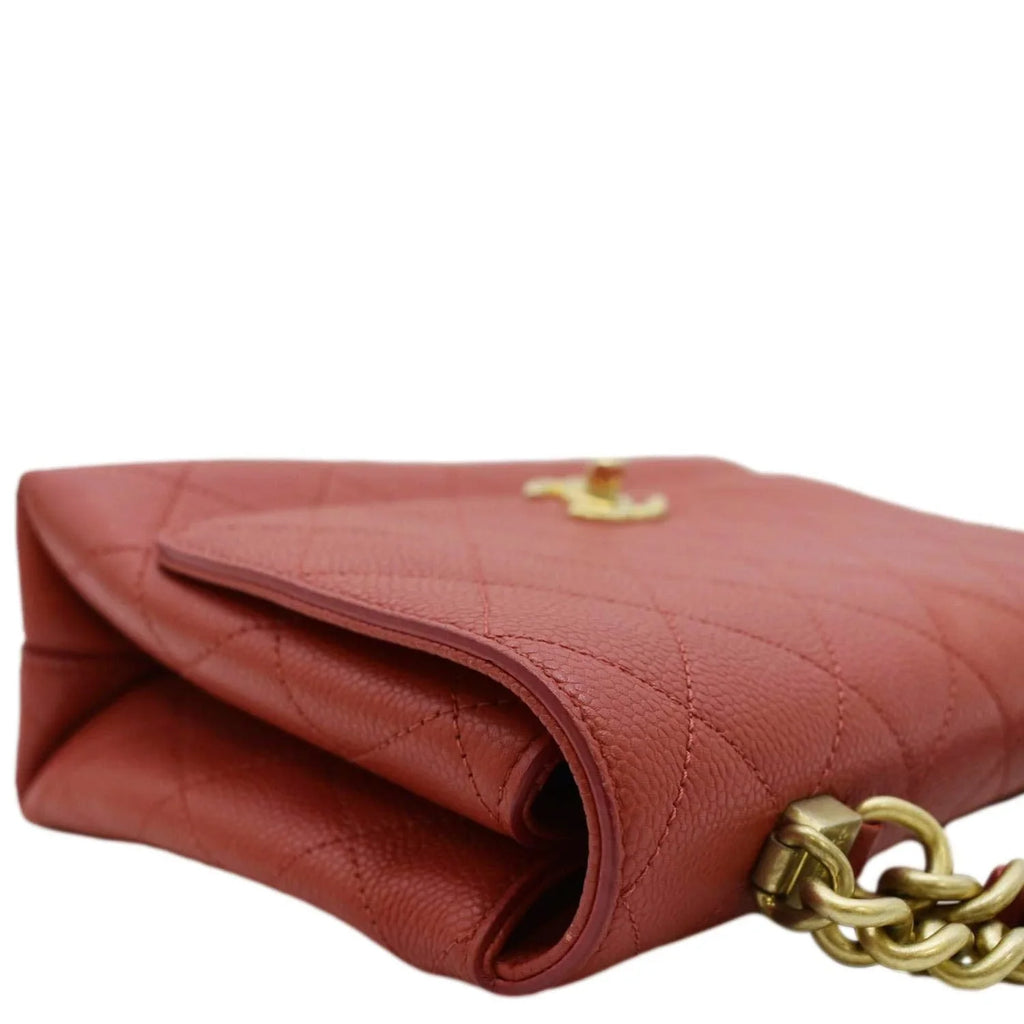 Bag CHANEL Caviar Crossbody Red Pre-Owned Chic Leather Small Stitched Quilted Flap Affinity