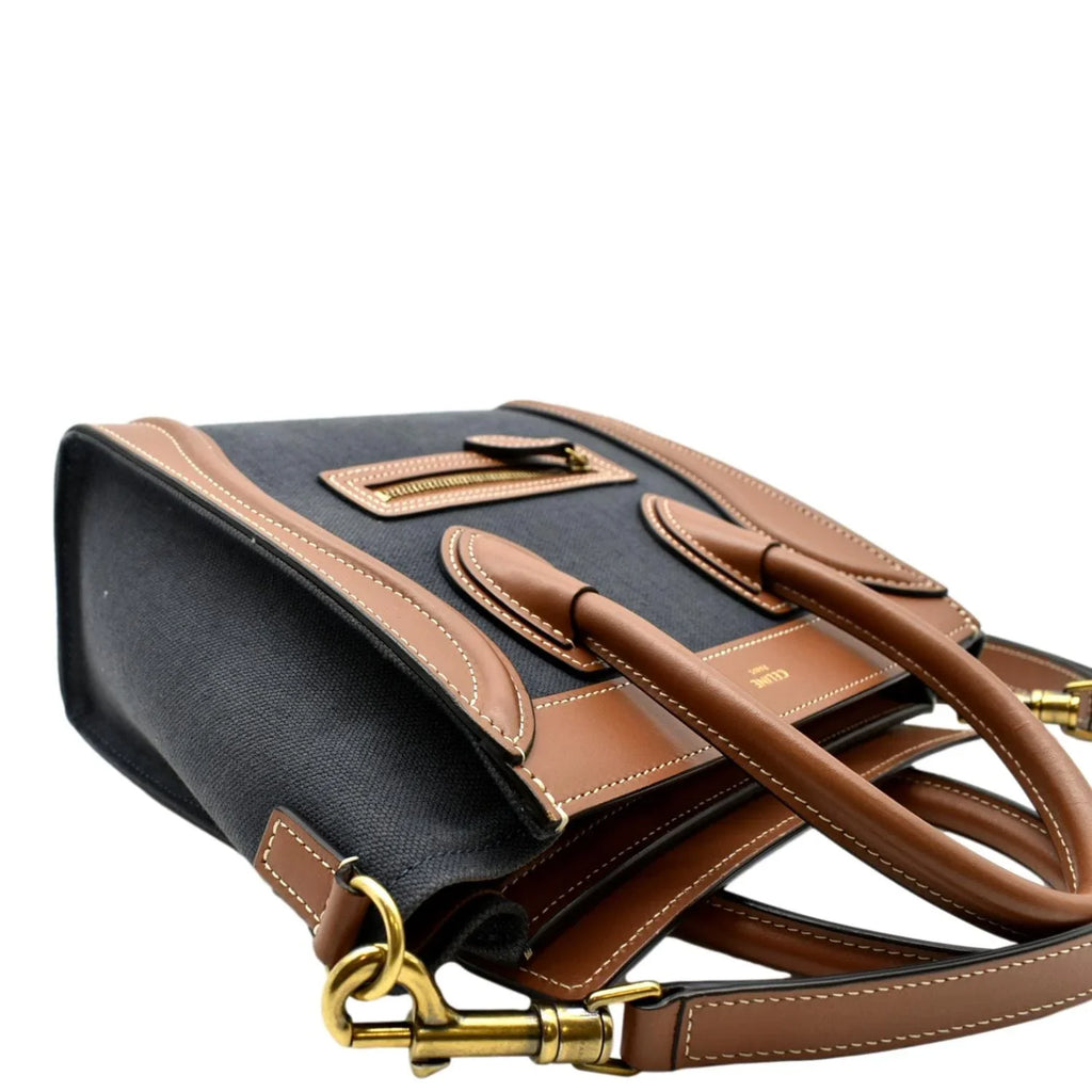 Tote Bag Leather Luggage Pre-owned Denim Bicolor Crossbody CELINE