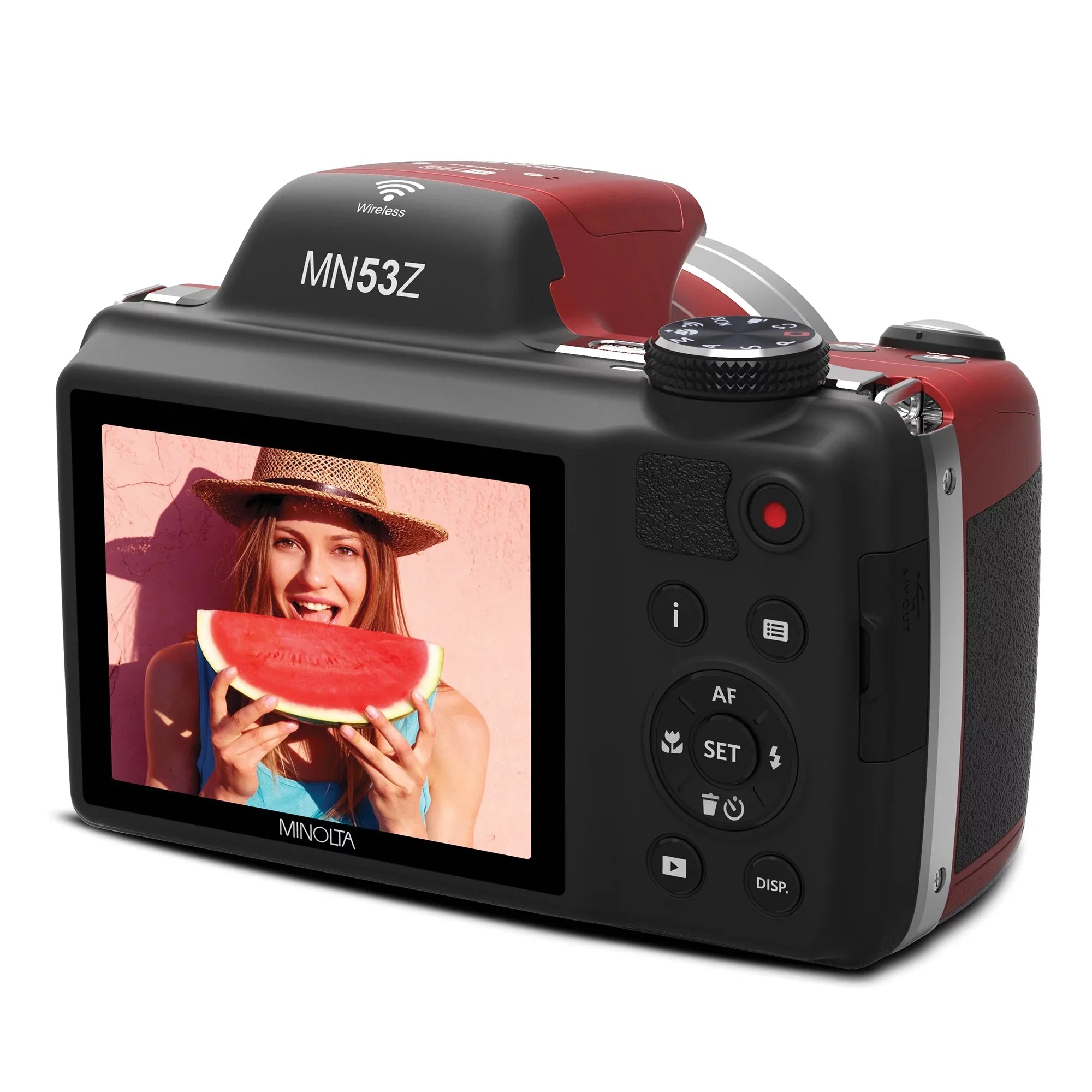 53x 1080p Shot SD (MN53Z Red) Pro 16 Optical Full Pixel Zoom, Mega Video Card HD Camera & HD Minolta with Digital 16GB