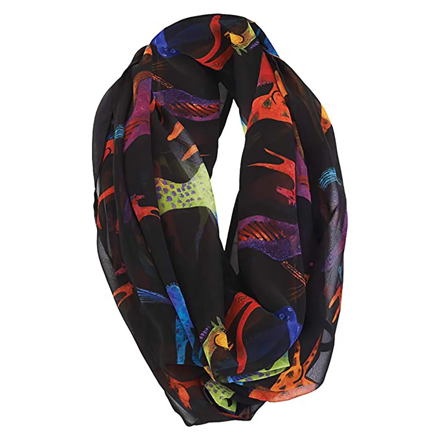Artistic Laurel Burch Infinity Wrap Scarf Horses Dancing