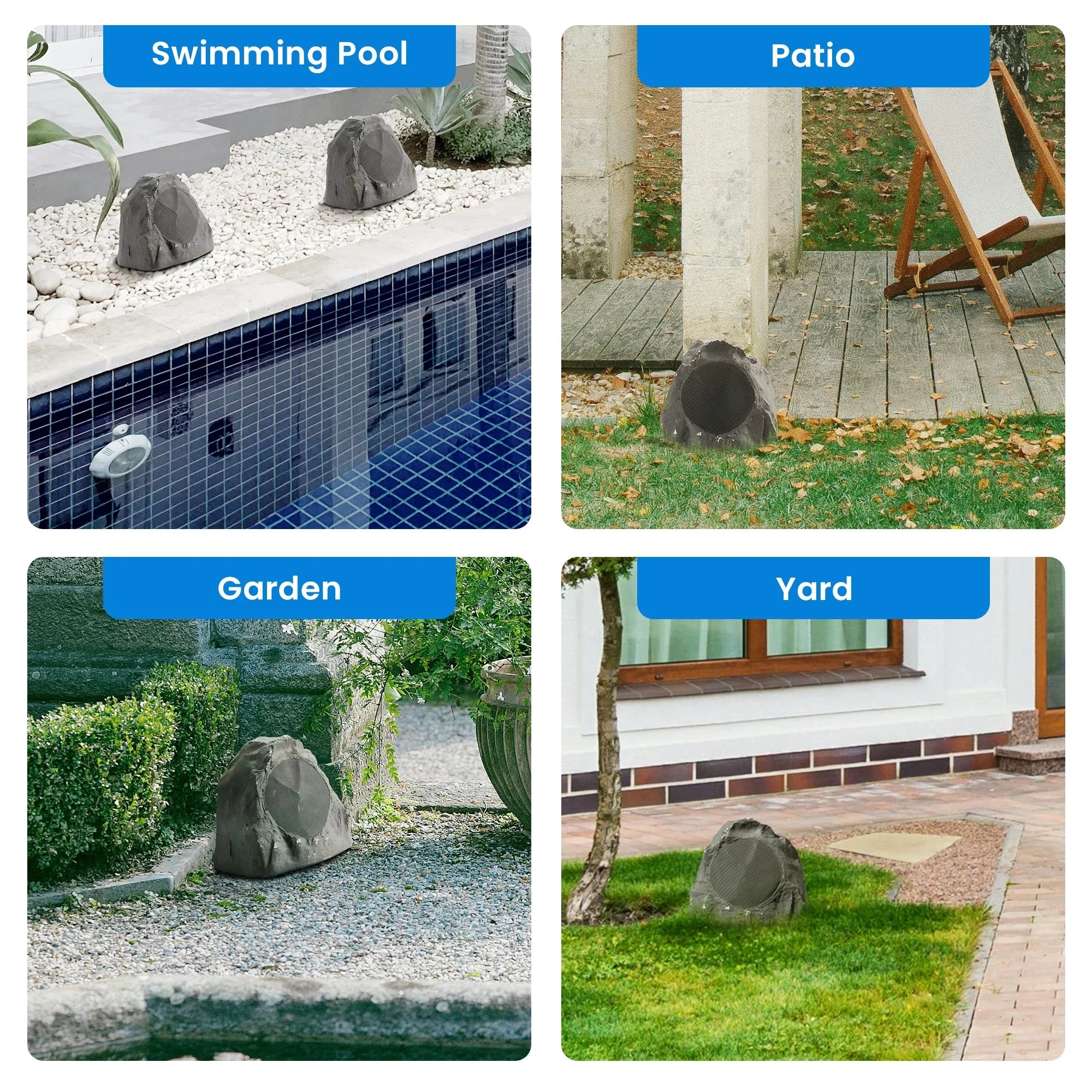 Pool Slate Set Garden 12R8SG Rock 12 for Yard Theater Solutions Deck Speaker Outdoor 8" Spa