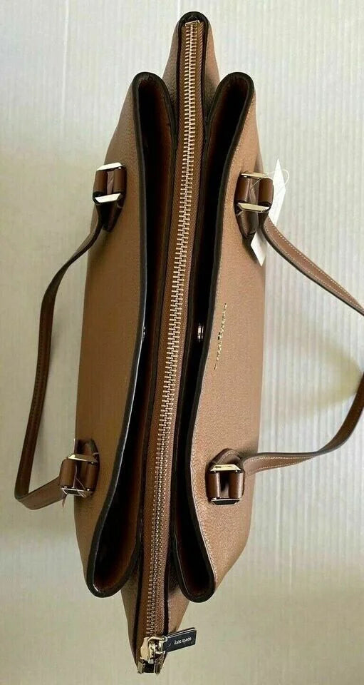 Monet NWT Large WKRU6948 Spade 3-Compartment Brown $399 Tote Kate Leather
