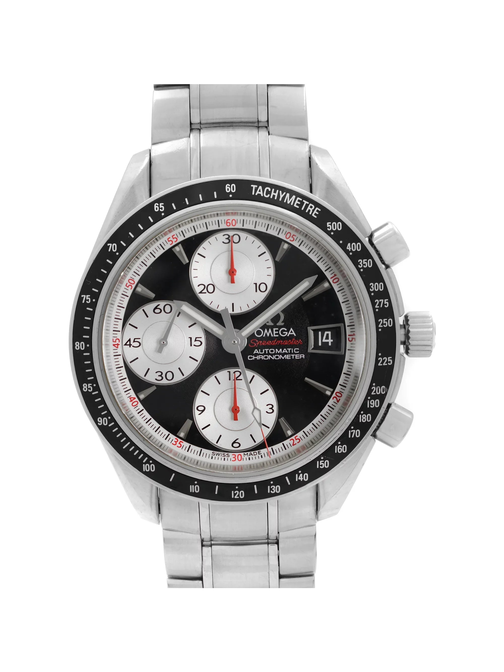 Omega 3210.51.00 Watch Automatic Black Steel Mens Panda Speedmaster Dial 40mm