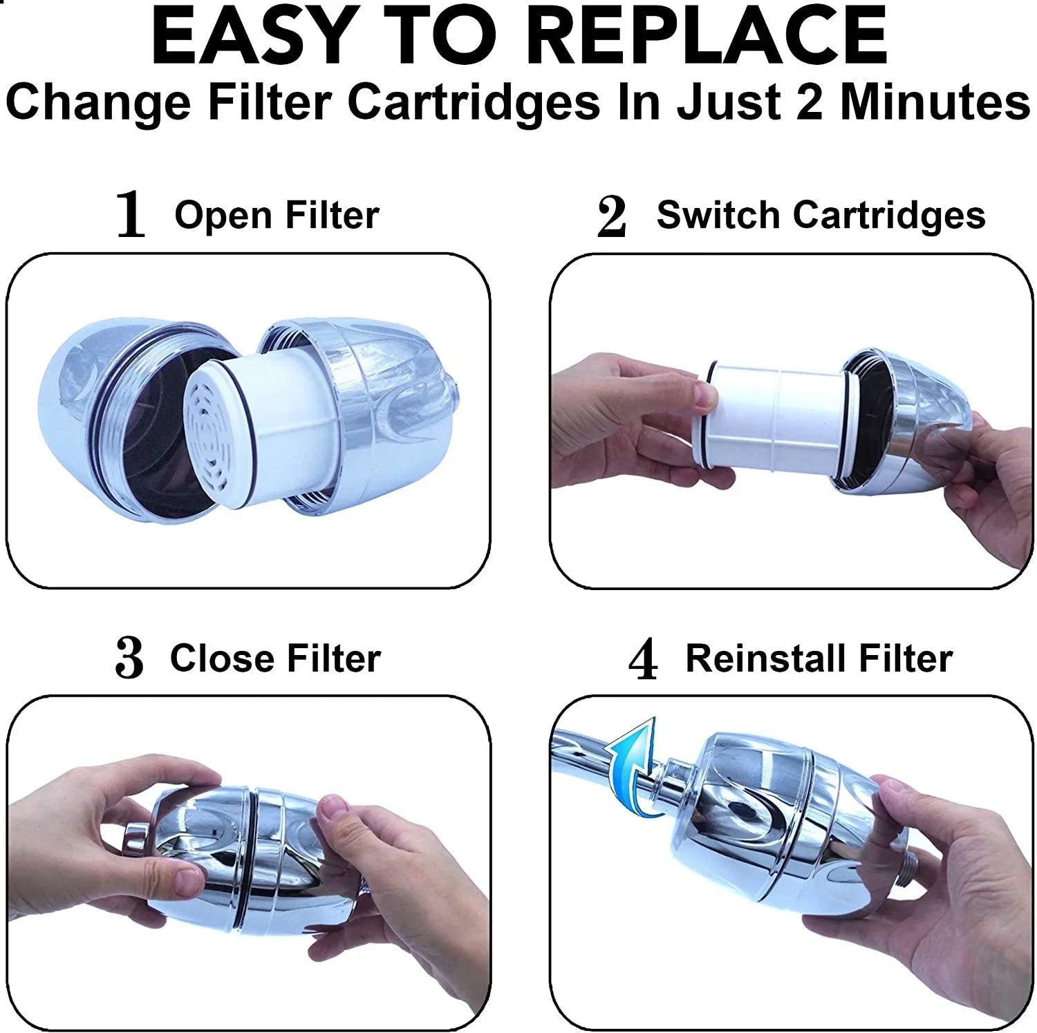 Elegante Chlorine And - Cartridge Filter Softener Minerals Bath Purifier - Replacement To Showerhead High Cartridge Replacement Hard For Home - Filters Remove + Output System Filtered Aqua Shower