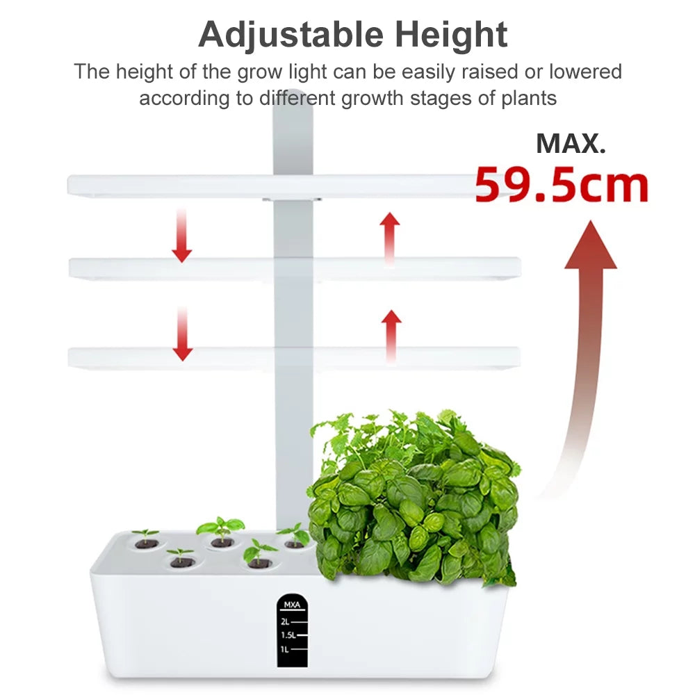 System for Kit Lights Adjustable Growing Smart Hydroponics LED Office 15W Timing Pods Kitchen Height Smart Pump 2L Water with Water Home Tank Leyfeng Automatic 9 Grow Herb Garden Indoor