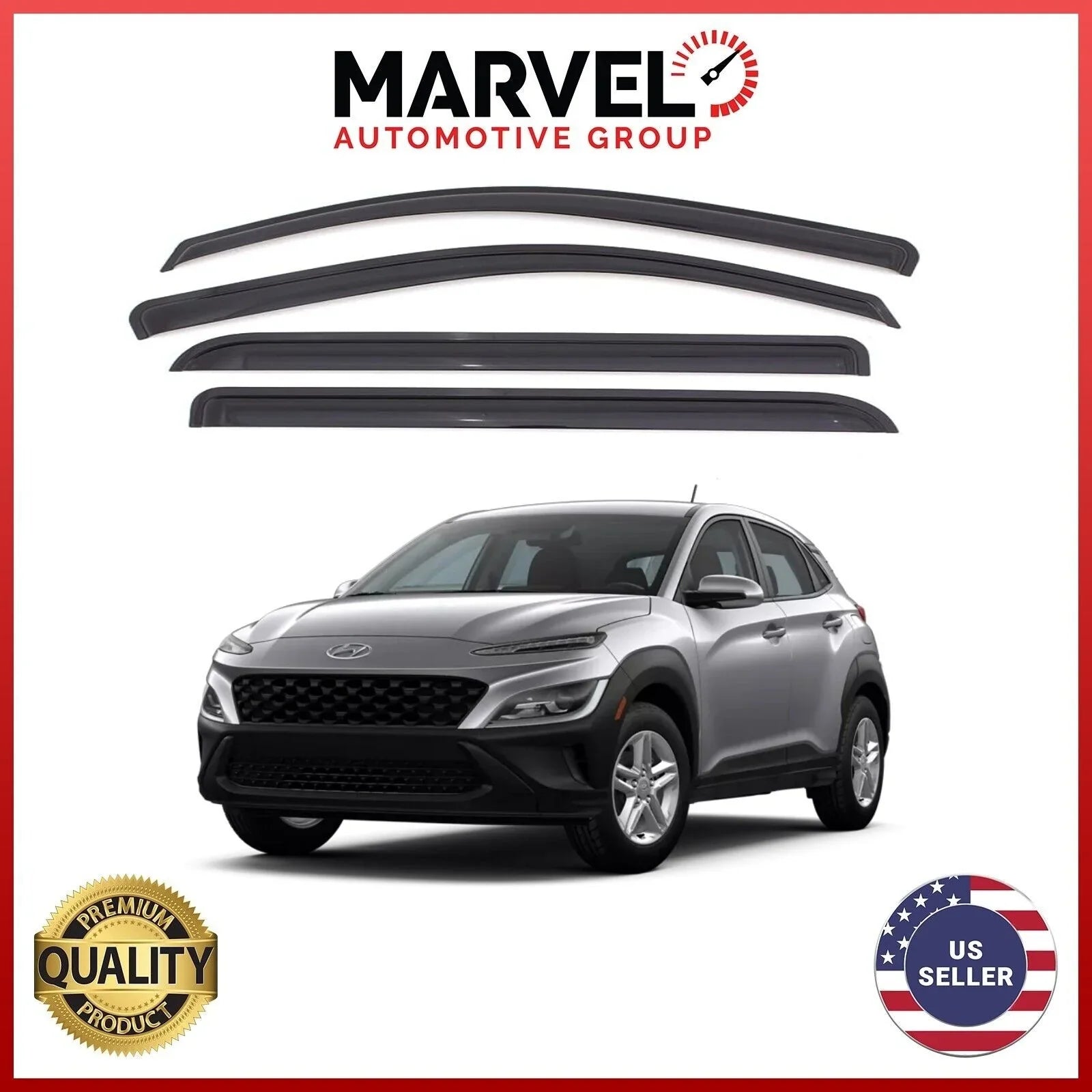 Sun Guards Window for Rain 2018-2023 Deflectors Vent Kona Hyundai Smoke Visor